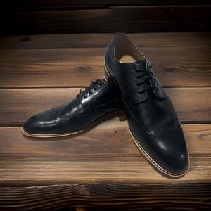 Joseph Abboud Bruno Wingtip Shoe Size 10 black leather